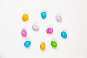 Colorful handmade mini size easter eggs isolated on a white background