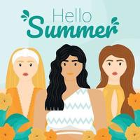 vacaciones de verano de las mujeres - hola verano vector