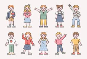 Cute stylish children character set. flat design style minimal vector illustration.