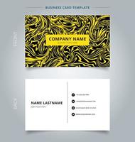 Business name card yellow marble texture on black background. vector