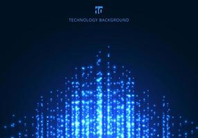 Abstract technology blue magic sparkling glitter particles lines on dark background vector