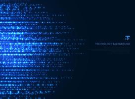 Abstract technology blue magic sparkling glitter particles lines on dark background. vector