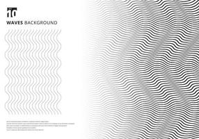 Abstract template black wavy stripes curved ripple lines texture on white background with copy space. Modern trendy 3D curves. vector