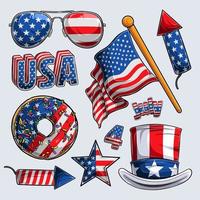 4th of July elements collection independence day veterans day and memorial day vector