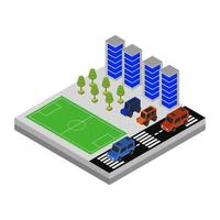 isometric soccer field on background vector