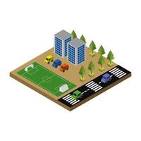 isometric soccer field on background vector