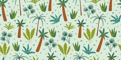 Seamless pattern with abstract tropical plants  Vector design