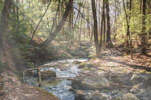 Water flowing over rocks in a stream photo