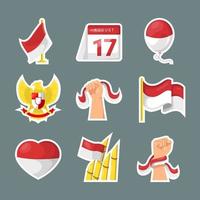 colección de pegatinas del día de la independencia de indonesia vector