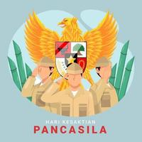 Soldier Salut on Pancasila Day vector