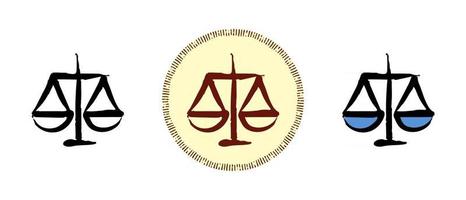 Scales of justice outline color and retro symbols vector