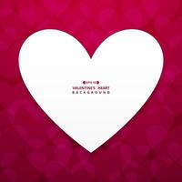 Abstract background with white heart shape space in the center on Valentine's gradient red background. vector