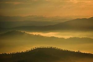 mountain silhouette during cloudy sky photo