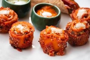 Chicken tikka Indian food with white plate photo