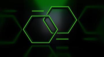 3d render of abstract green hexagons photo