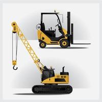 Construction Vehicles Vector Illustration set