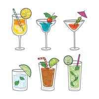 Set of Tropical Cocktails vector