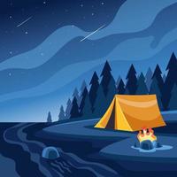 noche de campamento en la ilustración de verano vector