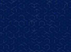 Abstract cube pattern on dark blue background. Digital geometric lines square mesh. vector