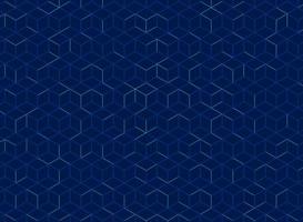 Abstract cube pattern on dark blue background. Digital geometric lines square mesh. vector