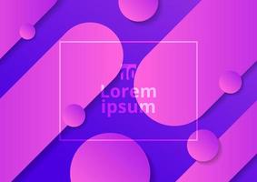 Abstract rounded shapes pink color bold lines transition diagonal on purple background. vector