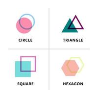 set of logo geometric overlapping isolated on white background. Circle, triangle, square, hexagon symbols. vector