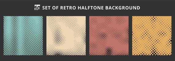 Set of halftone retro backgrounds. Abstract dotted pattern grunge textures. vector