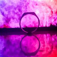 Ring on abstract colorful background image photo