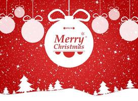 Merry christmas red background in forest with snow vector