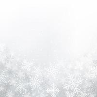 Navidad de fondo blanco de invierno hecha de copos de nieve y nieve con espacio de copia en blanco para su texto, vector