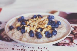 Breakfast Oatmeal with Walnuts and Blueberries photo