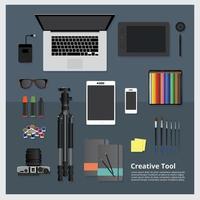 Creative Tool Workspace isolated vector illustration Set