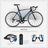 bicicleta con conjunto de ilustración de vector de accesorios