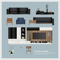 Furniture and Home Decoration Set Vector Illustration