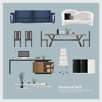 Furniture and Home Decoration Set Vector Illustration