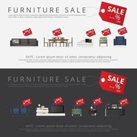 Banner Furniture Sale Advertisement Flayers Vector Illustration Set