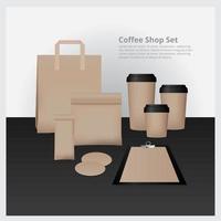 Coffee Shop Set Mock Up Vector Illustration