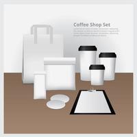 Coffee Shop Set Mock Up Vector Illustration