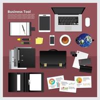 Set of Business Office Work Space Elements Top View vector