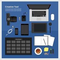 Set of Creative Tools Work Space Vector Illustration