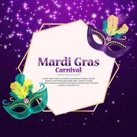 Mardi Gras carnaval Background Traditional mask with feathers and confetti for fesival and masquerade and parade Template for design invitation orflyer or poste and banners vector