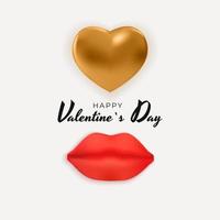 Valentine s Day Background Design with Realistic Lips and Hearts for Template for advertising or web or social media and fashion ads vector