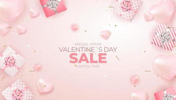 Plantilla de diseño de fondo de banner de venta de San Valentín para publicidad o web o redes sociales y anuncios de moda vector