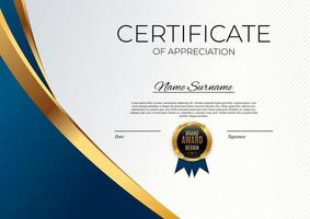 Certificate of achievement template set Background with gold badge and border vector