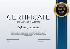 Certificate of achievement template set Background with gold badge and border vector