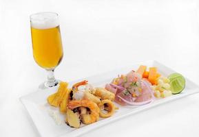 Peruvian food chicharrones de pescado with ceviche cebiche photo