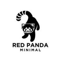 diseño de icono de logotipo negro panda rojo vector