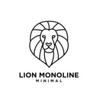 minimal mono line lion head vector logo design