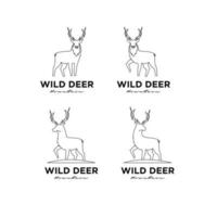 set Vintage Vector Illustration vector deer line logo premium black template icon design