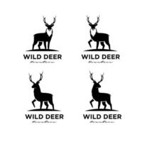 set Vintage Vector Illustration vector deer logo premium black template icon design